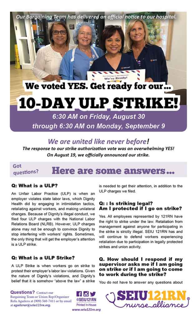 Dignity Northridge ULP Strike announcement FINAL Pg 1 for eblast