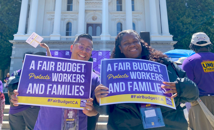 SEIU members rally at California State Capitol to advocate for a fair budget for Californians